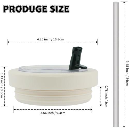 Tcamp 40 oz Flip Straw Leak Proof Lid for Stanley Quencher H2.0, Silicone Tumbler Replacement Lid for Stanley Cup Accessories, Spill Proof Straw Cover for Tumbler Accessories(Cream White)