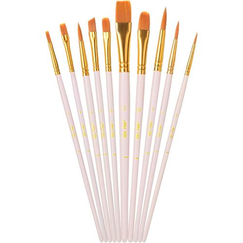 Mr. Pen- Acrylic Paint Brushes Set, 10 Pack, Round & Pointed Tip, Nylon Hair Artist Brushes for Watercolor, Oil, Rock, Face, Nail, Miniature, Canvas, Detailing, Drawing, Art Supplies