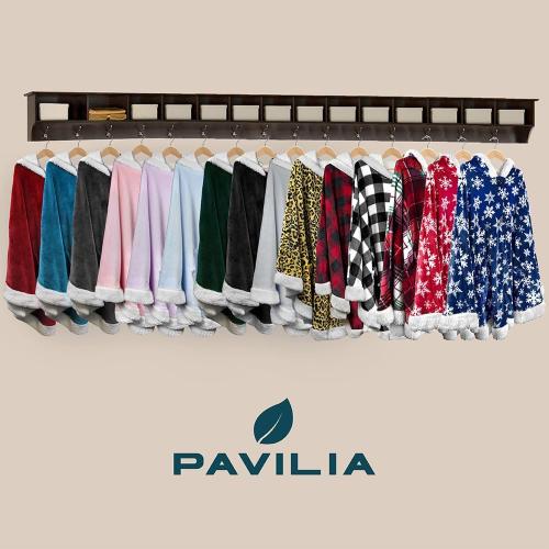 PAVILIA Sherpa Fleece Wearable Blanket for Adult Women, Cozy Plush Blanket Poncho Cape with Hood, Super Soft Shawl, Angel Wrap Throw for Office, Emerald Green