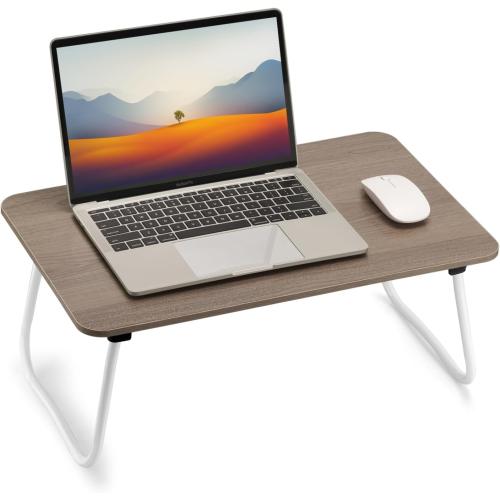 Foldable Laptop Desk, Portable Lap Desk Bed Table, Lightweight Breakfast Table Tray Desk, Laptop Stand, Mini Table for Working Writing Drawing Eating Picnic-Walnut