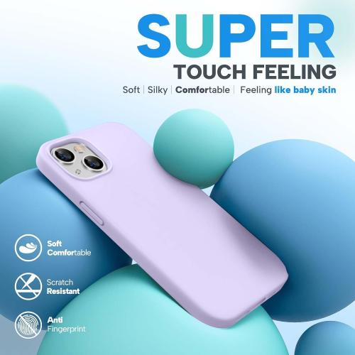 miracase Designed for iPhone 13 Case, [Soft Anti-Scratch Microfiber Lining], Shockproof Liquid Silicone Rubber Phone Case Cover for 13 6.1 inch, Light Purple | Soft Anti-Scratch Microfiber Lining, Premium Silicone Cover Shockproof Drop Protection Phone Case for 13