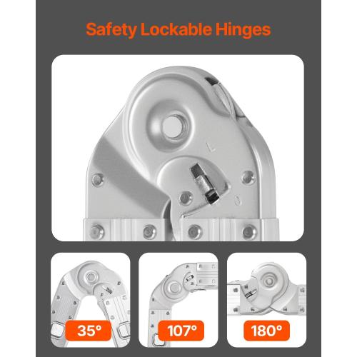 ANTI SKID PEDAL Multi-Purpose Folding Ladder, 7-in-1 Tall Extension Step Ladder, A Frame 4 Step Telescoping Ladder, 15.5ft Reach Height Heavy Duty Adjustable Ladder, 330 lbs Capacity for Home Outdoor