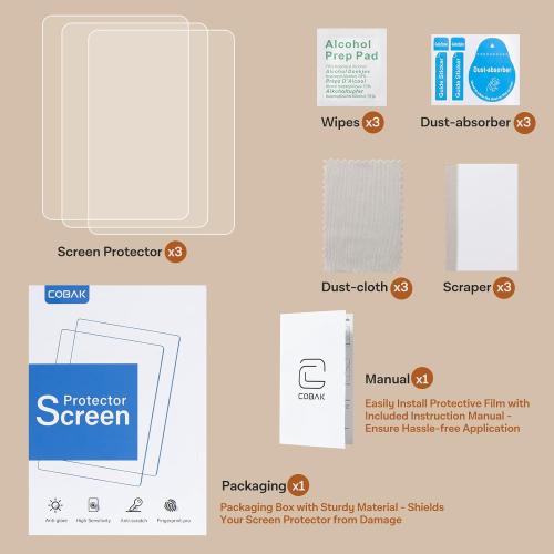 CoBak 3 Pack Anti-Glare Matte Screen Protector for 7 Kindle Paperwhite 12th Gen 2024 & Colorsoft Signature Edition,for Kobo Aura 2 - High Clarity, Fingerprint Resistant - Fine-Grit Texture PET Film
