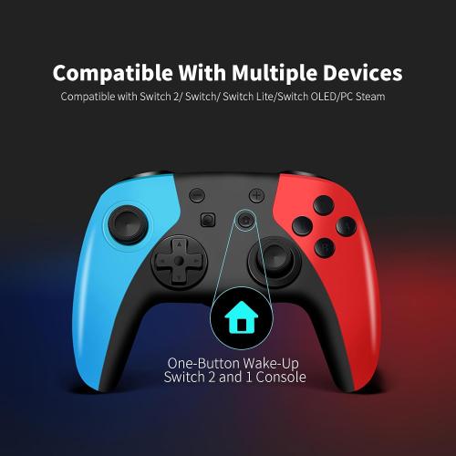 AceGamer Wireless Pro Controller for Nintendo Switch 2/Switch/Lite/OLED/Windows PC, Bluetooth Controller with Hall Effect Joysticks, Wake-up/Turbo/Dual Vibration/Macros/6-Axis Gyro/Screenshot