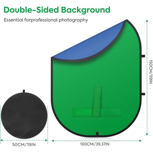 Green Screen Portable,Heorryn 5x6.5ft Green Blue Screen Chair Backdrop Kit Background Double Sided Pop Up Chroma Key for Photography,Live Streaming Gaming Zoom Video Chats Parties and Meeting
