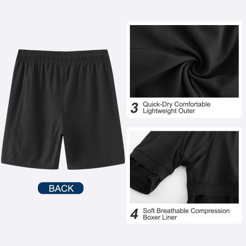 SIZE LARGEHODOSPORTS Mens 7 Swim Trunks with Compression Liner S-6XL Quick Dry Swimming Shorts Zipper Pockets Swimsuits