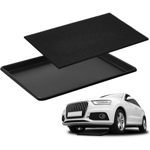 Uiifan 1 Set 27'' x 20''x 1.4'' Oil Drain Drip Pan for Car with Square No Splatter Pad Oil Drip Tray with Mat for Under Car Transmission Garage Automotive Driveway to Keep Floor Clean, Black