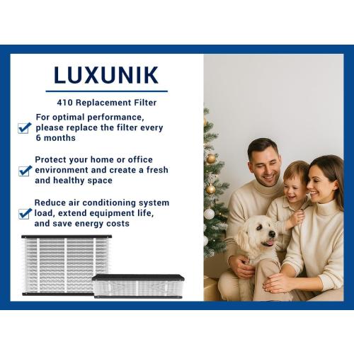 2 Pack, 16x25x4 410 Replacement Air Filter, Nominal Size: 16x25x4, Actual Size: 16.04x27.91x3.91 HVAC Furnace Filter, Compatible with AprilAire Models 1410, 1610, 2410, 2416, 3410, 4400, MERV 11