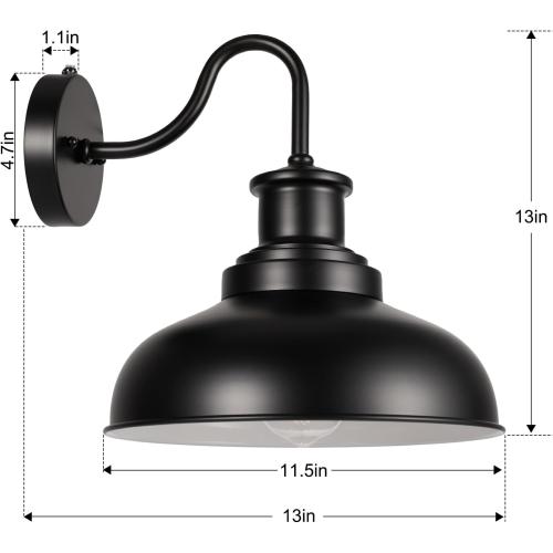 Dusk to Dawn Outdoor Barn Lights, Outdoor Wall Sconces Farmhouse Exterior Wall Mount Light, Vintage Outside Lighting Fixtures, Industrial Black Lanterns for Porch Garage Patio, 2 Pack