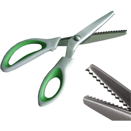 JISTL Green Pinking Shears Comfort Grips Crafts Zig Zag Cut Sewing Scissors,Professional Handheld Dressmaking