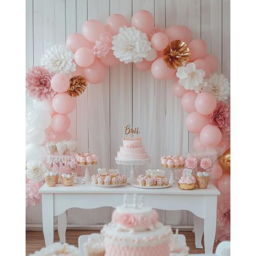 Bezente Pastel Pink Latex Party Balloons - 100 Pack 12 inch Round Helium Light Pink Bridal Pink Balloons for Wedding Bridal Shower Gender Reveal Birthday Party Decoration