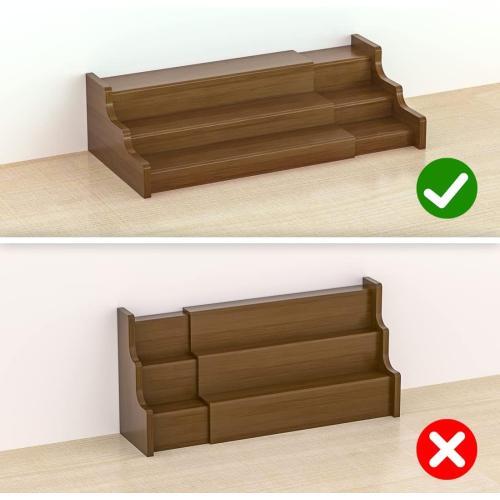 Bamboo Spice Rack Cabinet Organizer - 3 Tier Wooden Expandable Walnut Display Shelf