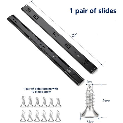 Ravinte 22 Inch Soft Close Drawer Slides 10 Pairs 20 Pack Black Full Extension Ball Bearing Drawer Glide Side Mount