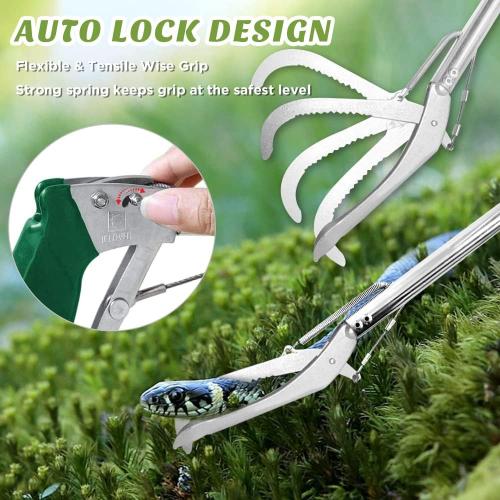 HOMEYA 47 Inch Extra Heavy Duty Snake Tongs, Standard Reptile Snake Grabber Tool, Professional Rattle Snake Catcher Tool Wide Jaw Handling Tool with Lock, Non-Slip Grip Handle
