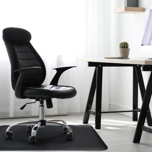 Office Chair Mat for Hardwood Floor: 53x45 Large Black Rolling Chair Mat for Hard Wood and Tile Floor, Anti-Slip Heavy Duty Floor Protector Mat Under Computer Desk, Easy Glide Chair Mat for Home