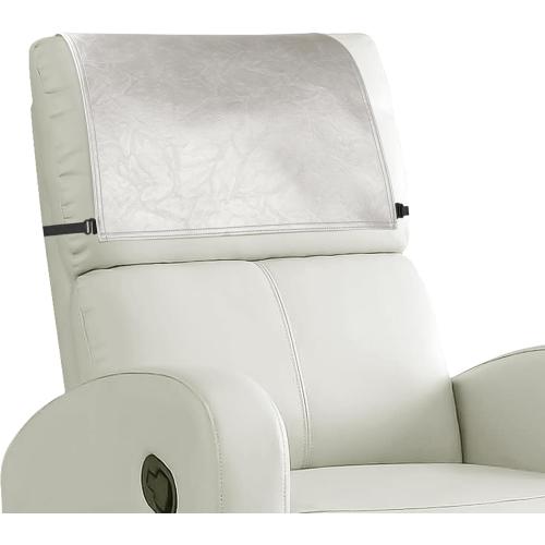 Headrest Cover for Recliner Chair Recliner Headrest Protector Faux Leather Headrest Cover with Elastic Straps Couch Headrest Covers for Furniture Sofa Protector 17 x 27In(Beige)