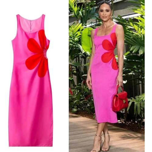 Size S Printed Dresses for Women Sundress Midi Beach Sleeveless Party Elastic Waist Dresses