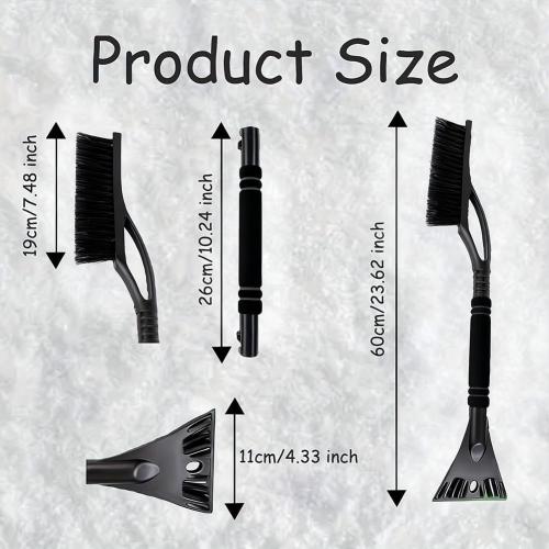 24 Car Snow Brush and Ice Scrapers for Car Windshield, Detachable Snow Scrapers Car Accessories - Black