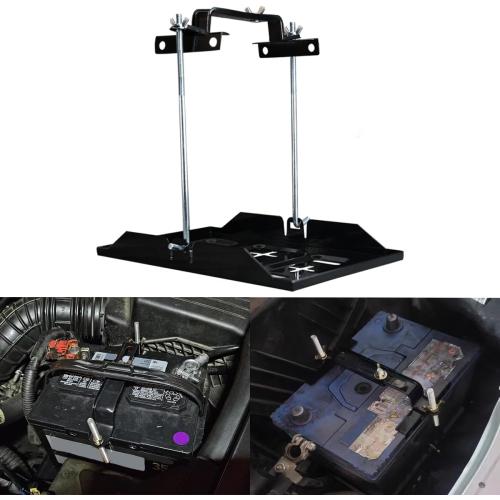 Battery Hold Down Tray Kit Metal Battery Tray Holder with Adjustable Bracket Clamp for Cars Boats Marine