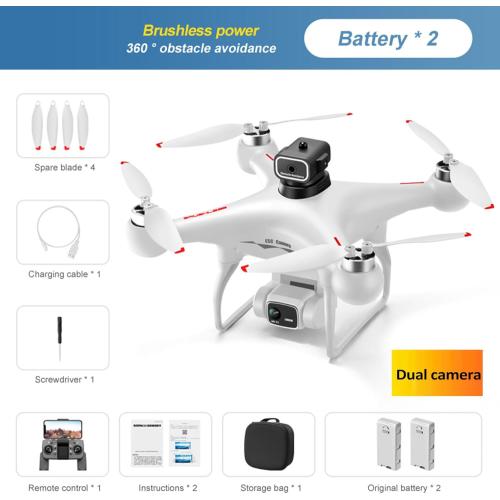 GoolRC S116 Drone with 4K Camera for Adults, RC Quadcopter with Obstacle Avoidance, Optical Flow, Trajectory Flight, Headless Mode, Gravity Sensor, Brushless Motor, Storage Bag and 2 Batteries (White)
