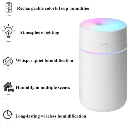 BLACK Humidifier, Humidifiers for Bedroom with Colorful Atmosphere Lights,2 Mist Modes Quiet, Easy to Clean, Small Portable for Plants, Baby, Car, Travel and Office