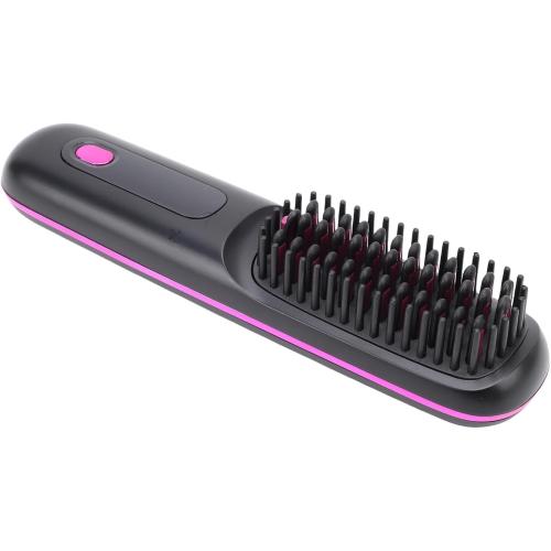 Pongnas Cordless Hair Straightener Brush LED Display Portable Hot Brush 3 Temperature Settings Type C Fast Charging All Hair Type (Black)