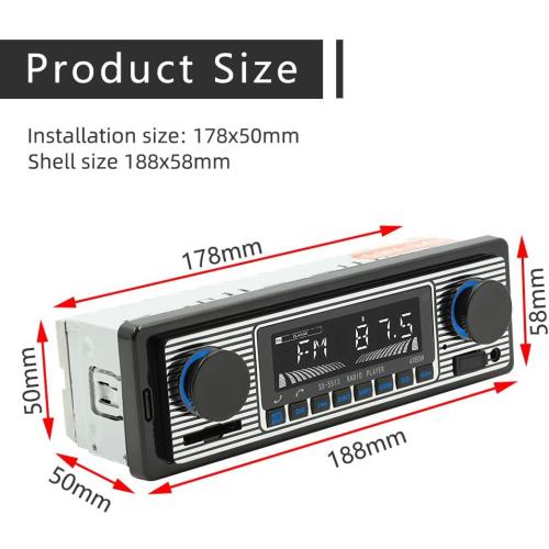 Classic 7 Single Din Car Radio,Bluetooth Car Stereo, FM Radio,Car Audio Receiver, Voice Control,Hands-Free Calling, Built-in Microphone,USB/SD/AUX,Support MP3/WMA/WAV, Dual.Car Multimedia Player