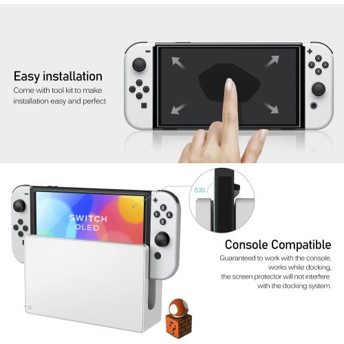 ivoler 4-Pack Tempered Glass Screen Protector Designed for Nintendo Switch OLED Model 2021&2023 with [Alignment Frame] Transparent HD Clear[Updated Version] Screen Protector for Switch OLED 7''