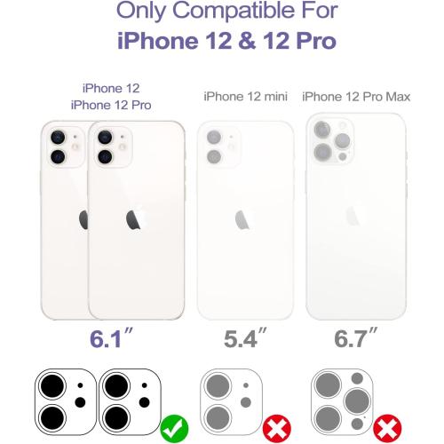 WeLoveCase iPhone 12/12 Pro Wallet Case - Light Purple, Shockproof Defender, Credit Card Holder & Hidden Mirror, 6.1 inch