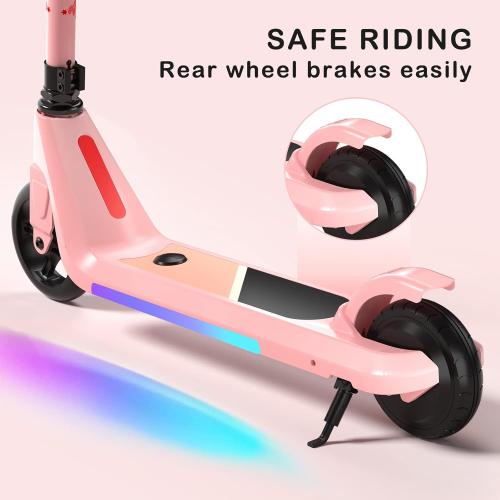 LINGTENG Electric Scooter for Kids Age 6-10, Kick-Start Boost Scooter with Adjustable Speed and Height, Flash Wheel & Deck Lights
