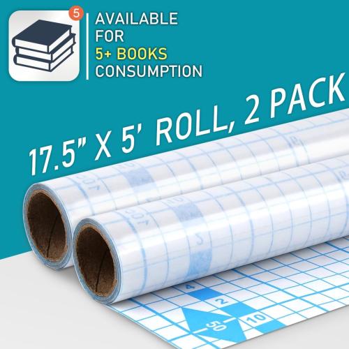 Chell 2 Pack Clear Contact Paper Roll for Books, 17.5in x 5ft Clear Self Adhesive Book Cover Paper Protector