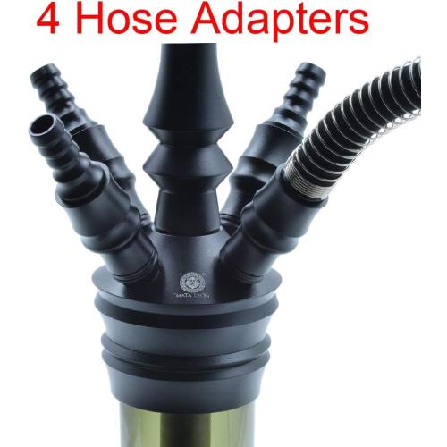 Complete Hookah Set with Everything - 4 Hookah Hose Portable Glass Hookahs Set with Washable Clay Hooka Bowl Coal Tongs Silicone Bong Aluminum Stem with Diffuser for Narguile Smoking