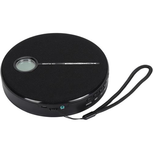 Color Black Portable Rechargeable 5.0 CD Music Player with Speaker Function for Home Outdoor, ABSCD Material