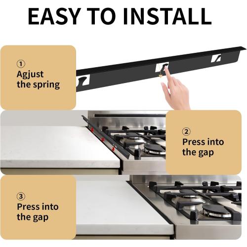 Stove Gap Covers,Stove Gap Filler, Range Trim Kit, Stove Gap Guards, Heat Resistant and Easy to Clean （Aluminum Black 23.4 in.）