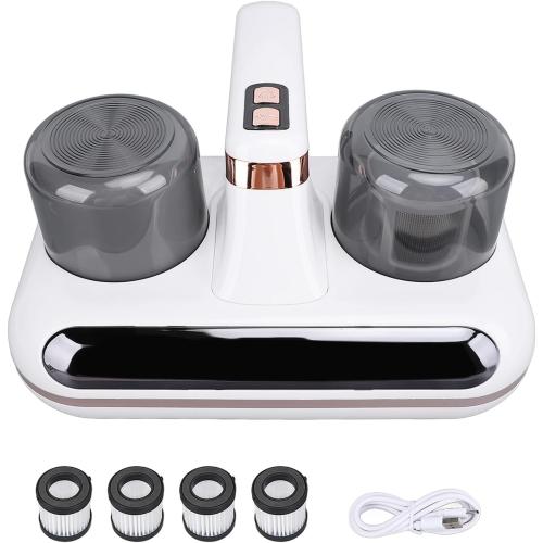 White Mattress Vacuum Cleaner, Handheld Bed Vacuum Cleaner 16Kpa Suction Low Noise with 4 Filter, Cordless Handheld Bed Vacuums Effectively Clean Up Bed, Pillows, Sofas, Carpets