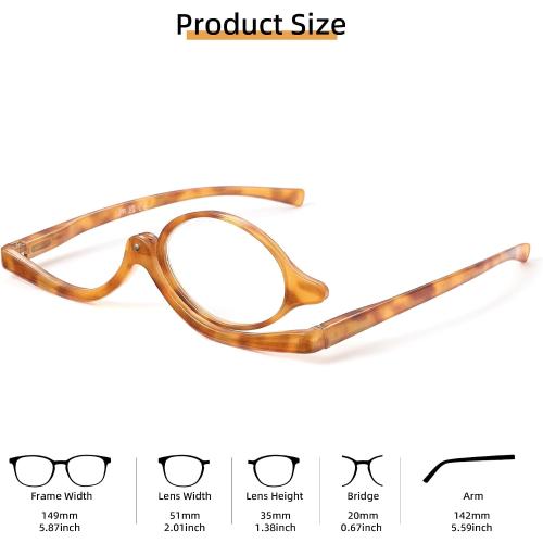 JM 2 Pairs Makeup Reading Glasses Magnifying Flip Down Cosmetic Readers for Women with Spring Hinge  3.0