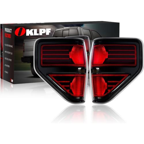 OKLPF Rear Brake Tail Light Compatible With 2009 2010 2011 2012 2013 2014 Ford F150 F-150,Replace Red Taillight Assembly Red Smoked Tail light,Included A Luxurious Box,Driver and Passenger Side