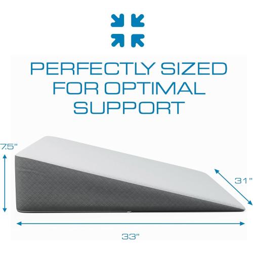 Kolbs Extra Wide Bed Wedge Pillow for Sleep Apnea, Acid Reflux, and Back Pain Relief, with Chic Jacquard Cover - Headboard GERD Pillow Wedges for Sleeping (Extra Wide 7.5 Height)