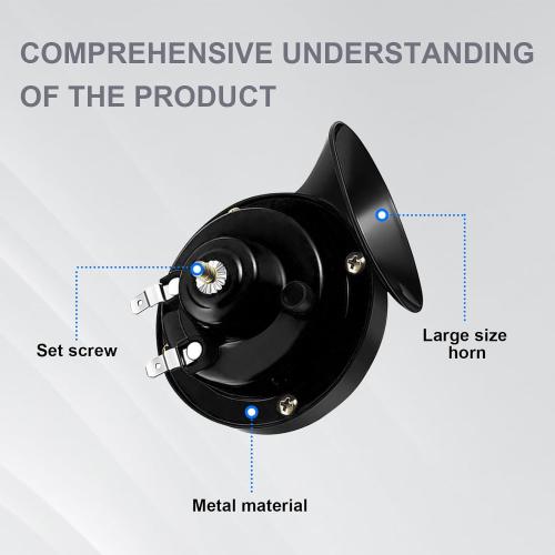 Augeny 300DB Super Loud Car Horn, 12V Waterproof Car Air Electric Snail Horn, Universal Accessories for Car, Motorcycle, Truck, Bike, Boat (Black TZ-101, 1 PCS)
