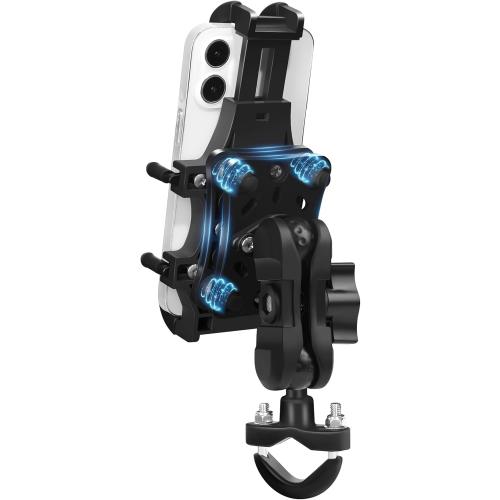 Motorcycle Phone Mount with Vibration Dampener, One-Hand Operation Bike Phone Holder Holds 4.7-7.1 Cell Phones on Handlebar, ATV Cell Phone Holder for Bike Motorcycle Scooter ATV