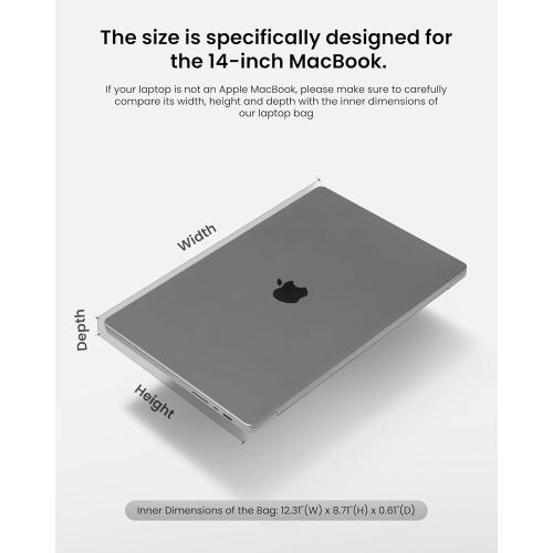 tomtoc 360 Protective Laptop Sleeve for 14-inch MacBook Pro M4/M3/M2/M1 Pro/Max A3112 A3401 A3185 A2992 A2918 A2779 2024-2021, Water-Resistant Case Bag with Accessory Pocket for 13.8 Surface Laptop 7