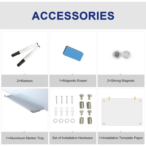 Size 48x36 Glass Magnetic White Board - 48 x36 Inches Frameless Dry Erase Whiteboard for Wall, Writing Board for Meeting, Wall Mounted Glass Board for Office and Schools