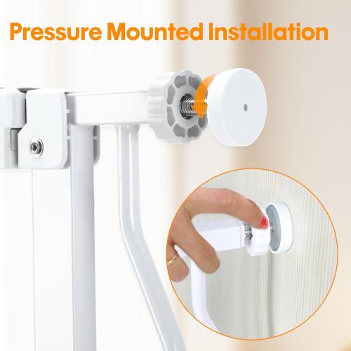 Baby Gate with Cat Door for Stairs - Baby Gate with Pet Door Auto Close 29.5-48.5 Safety Metal Dog Gate for Door Ways/Stairs/House/Walk Through with Includes 2 Extension Pieces and 4 Wall Cups