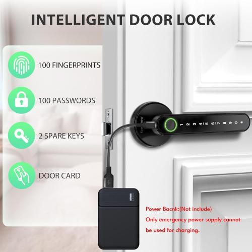 Fingerprint Door Lock Biometric Door Knob with Keypad Keyless Entry, Door Locks for Bedrooms, Home Hotel Office Apartment Black