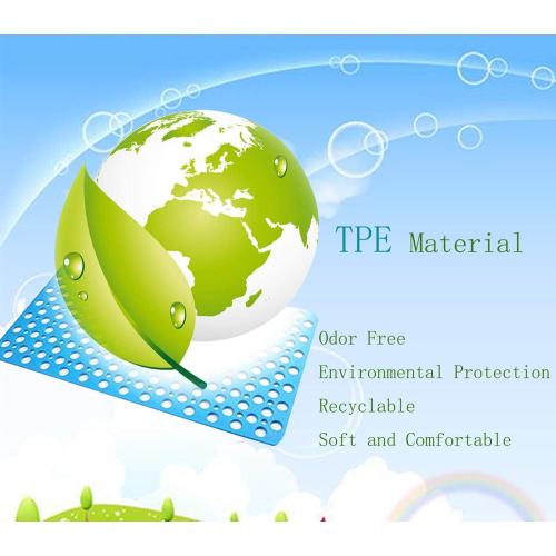 Blue Nonslip Bathtub Mat Extra Soft TPE Bath Mat for Kids, Machine Washable Bathroom Shower Mat, Smooth/Non-Textured Tubs Only, 30L x 17W Inch