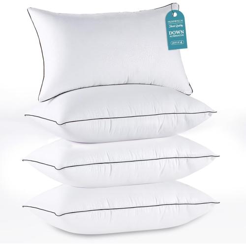 HUXMEYSON Pillows Standard Size Set of 4, Bed Pillows Set of 4, Down Alternative Luxury Hotel Pillows for Sleeping and for Side and Back Sleepers