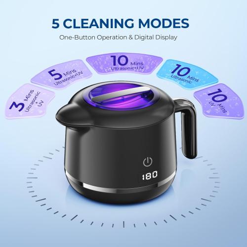Dental Ultrasonic Retainer Cleaner Machine: Dental Cleaning Pod for Denture/Mouth Guard/Aligner/Night Guard/Braces/Toothbrush Heads/Jewelry - 45kHz Retainer Cleaner with Digital Timer & 200ML