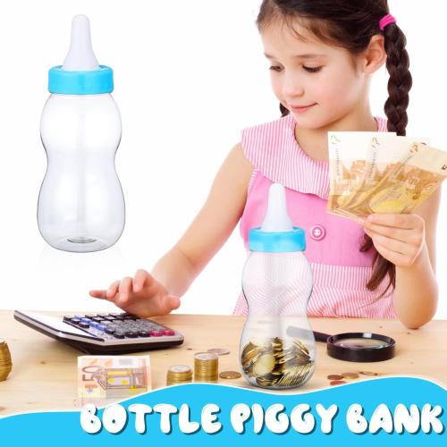 Garneck 11'' Jumbo Baby Bottle for Baby Shower Game Large Capacity Transparent Money Piggy Bank Bottle with Wide Opening Giant Fillable Candy Container for Boys Birthday Nursery Christening Decor