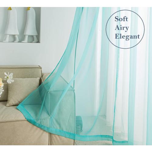 PI Turquoise Sheer Curtains 84 Inches Length with Eyelets,Polyester Voile Textured,Casual Window Backdrop for Villa/Porch 2 Panels (W52 X L84, Lake Blue)