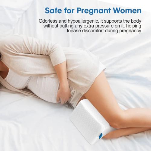 Memory Foam Knee Pillow, Sleeping Leg Pillow, for Side Sleepers & Pregnant Women - for Spinal Alignment, Relief Sciatica, Knee, Back, Leg & Hip Pain, with Washable Cover & Travel Bag, White